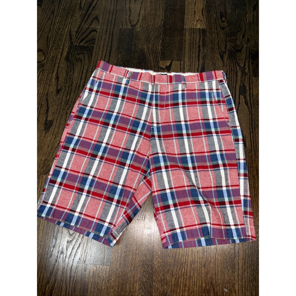 J Crew Rivington Linen Blend Shorts‎ Plaid Flat Casual Prep Mens Size 34 Preppy